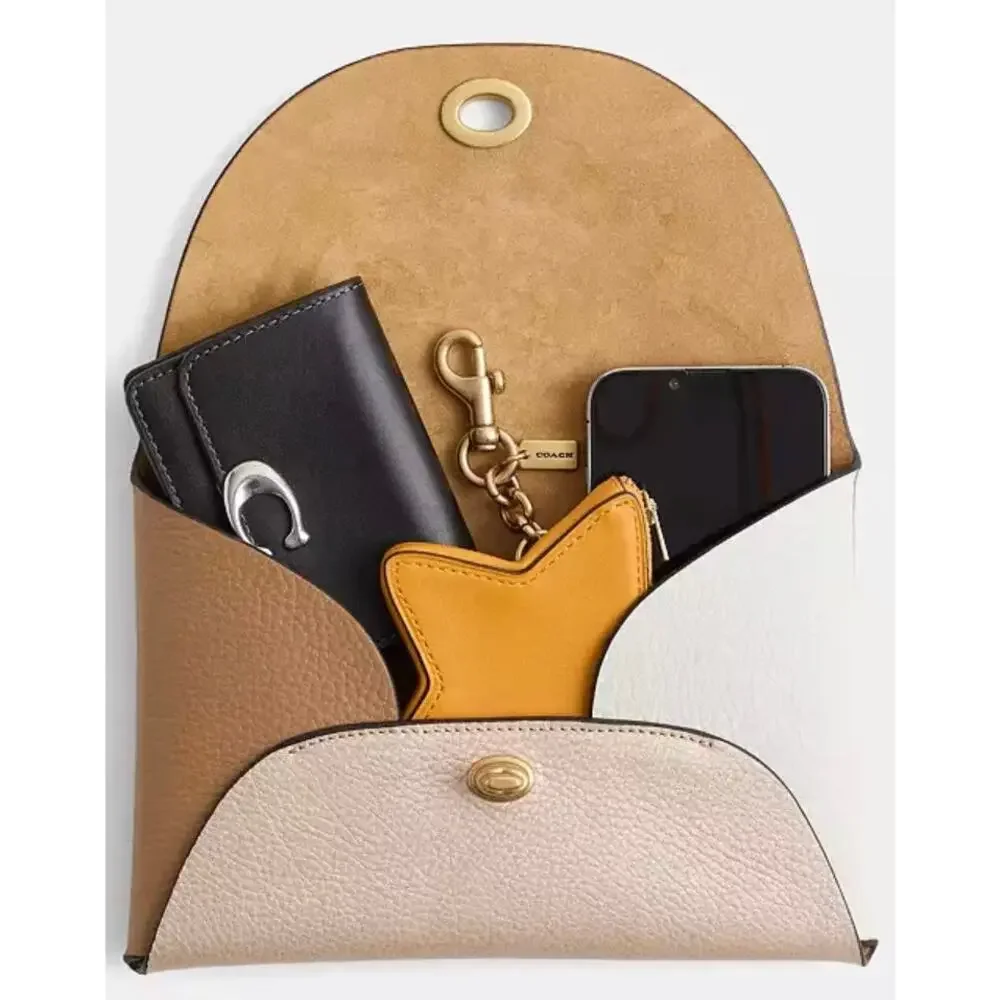 COACH - Remade Color block Large Pouch CREAM